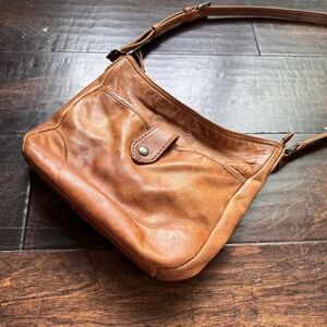 Frye Melissa Purse Leather Button Crossbody Cognac Shoulder Bag 34DB127 Patina